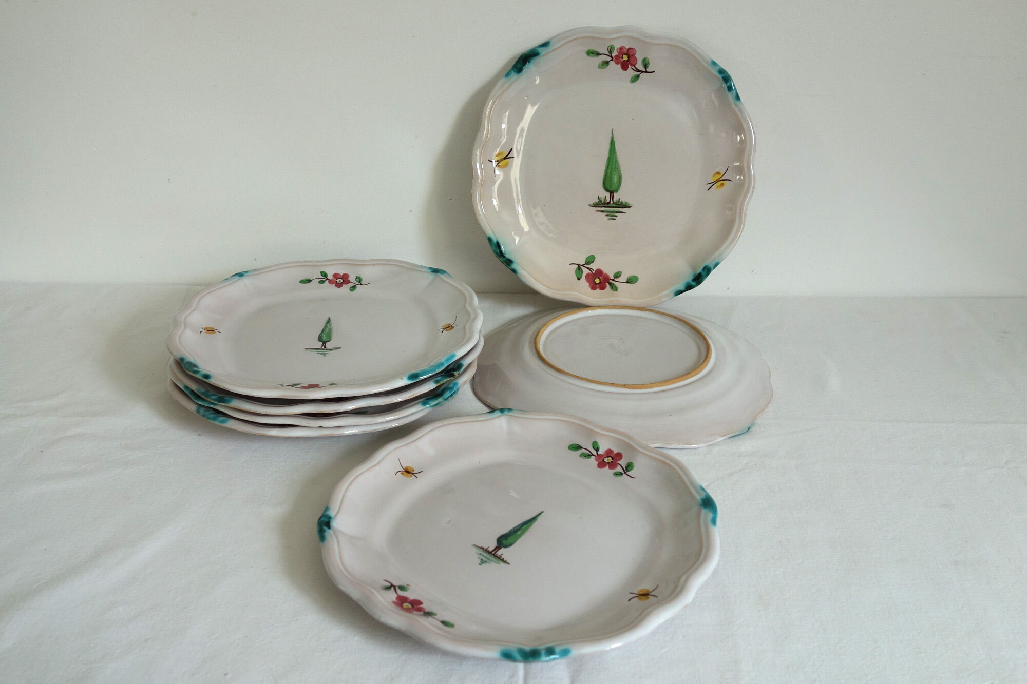 Set of 7 antique earthenware plates by the Gastine Aubagne sisters (13)