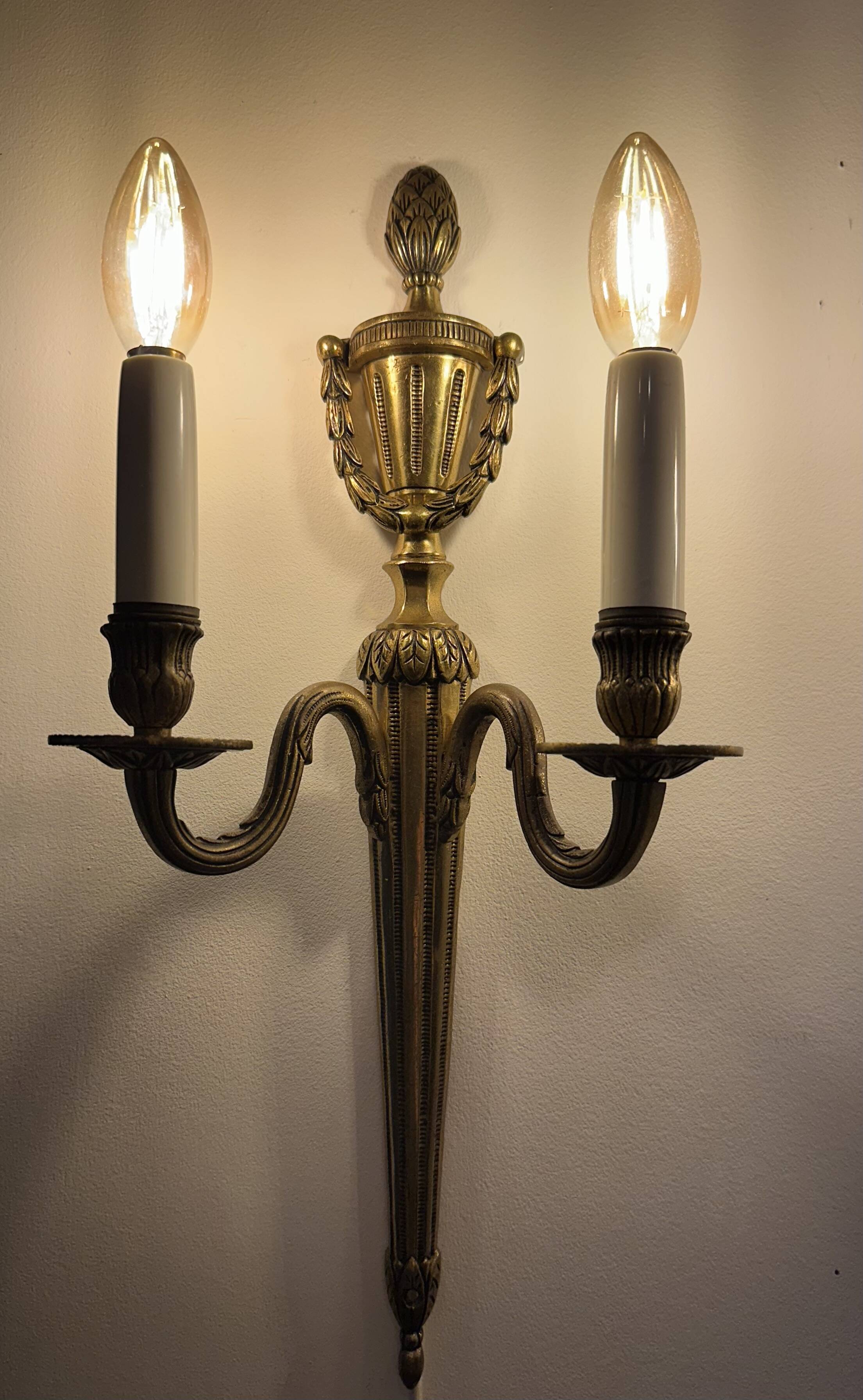 Pair of mid-19th century brass tassel sconces