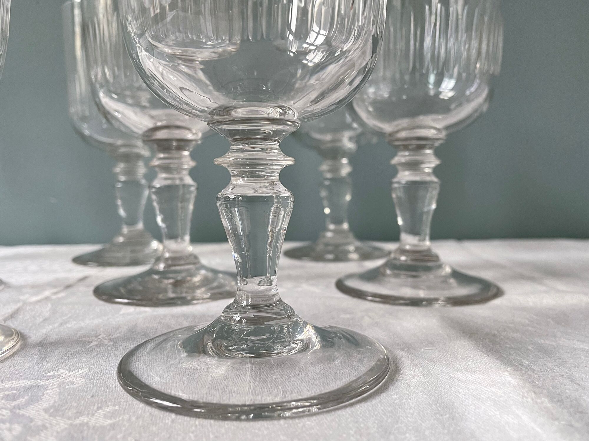 Set of 8 old glasses in Portieux crystal