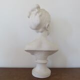 Bust "little girl" in plaster signed