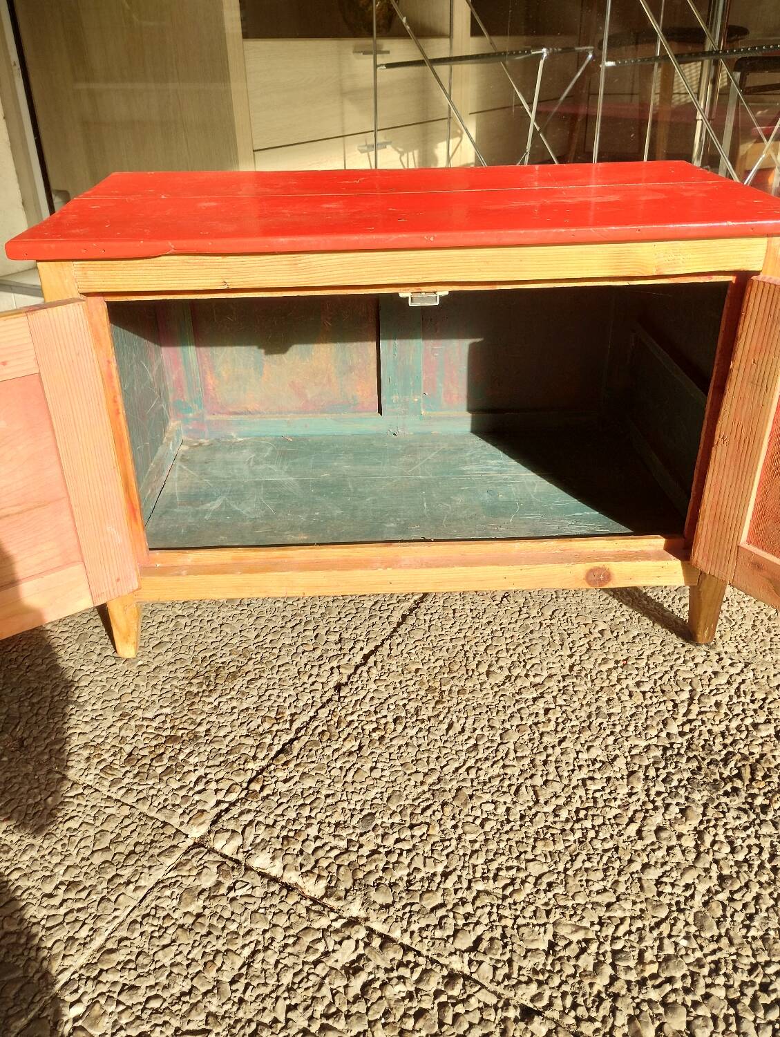 Old painted wooden sideboard
