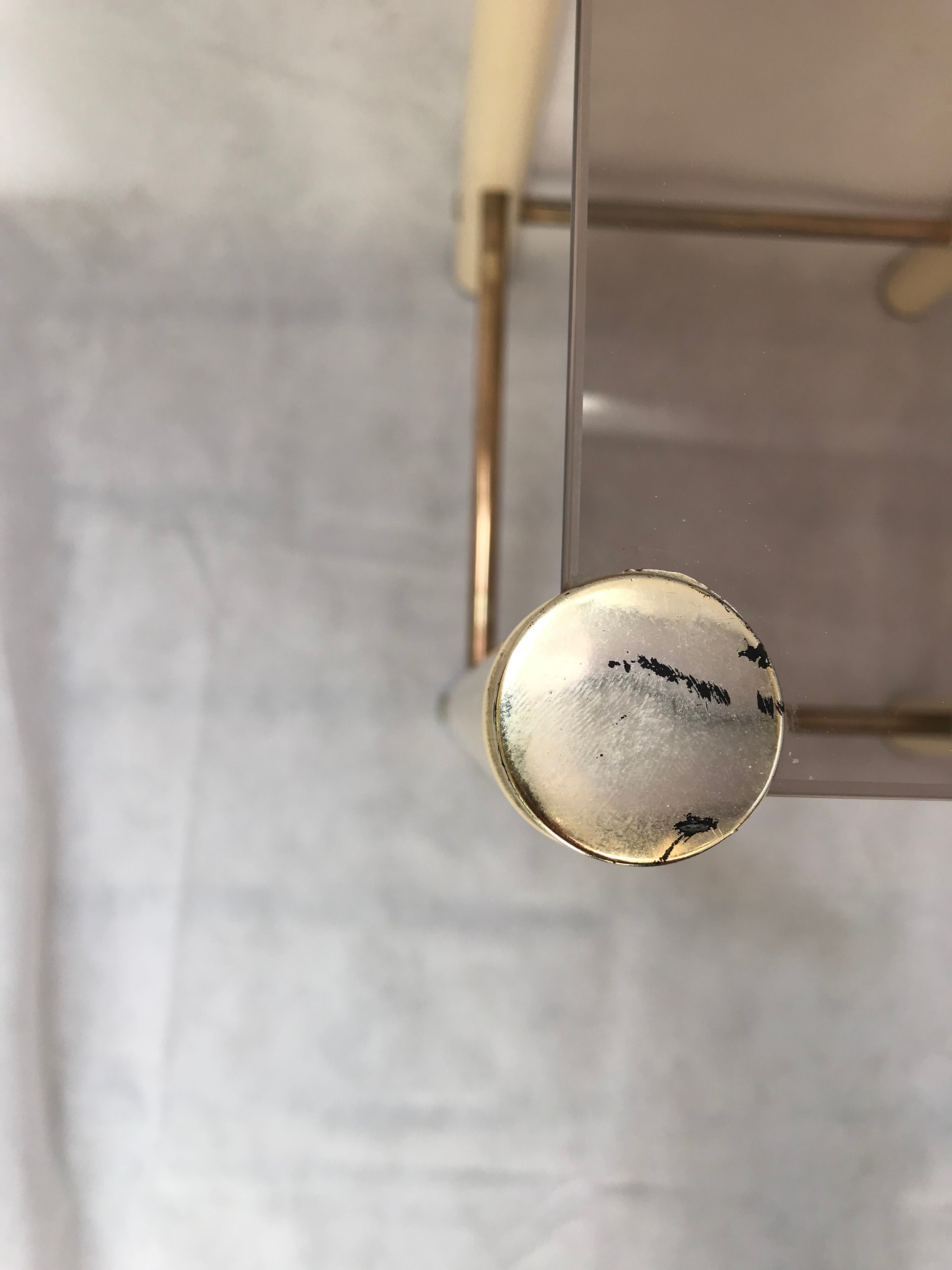 Square side table in metal and smoked glass