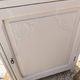 Beautiful art deco jam cupboard in delicate beige tone / and wicker basket