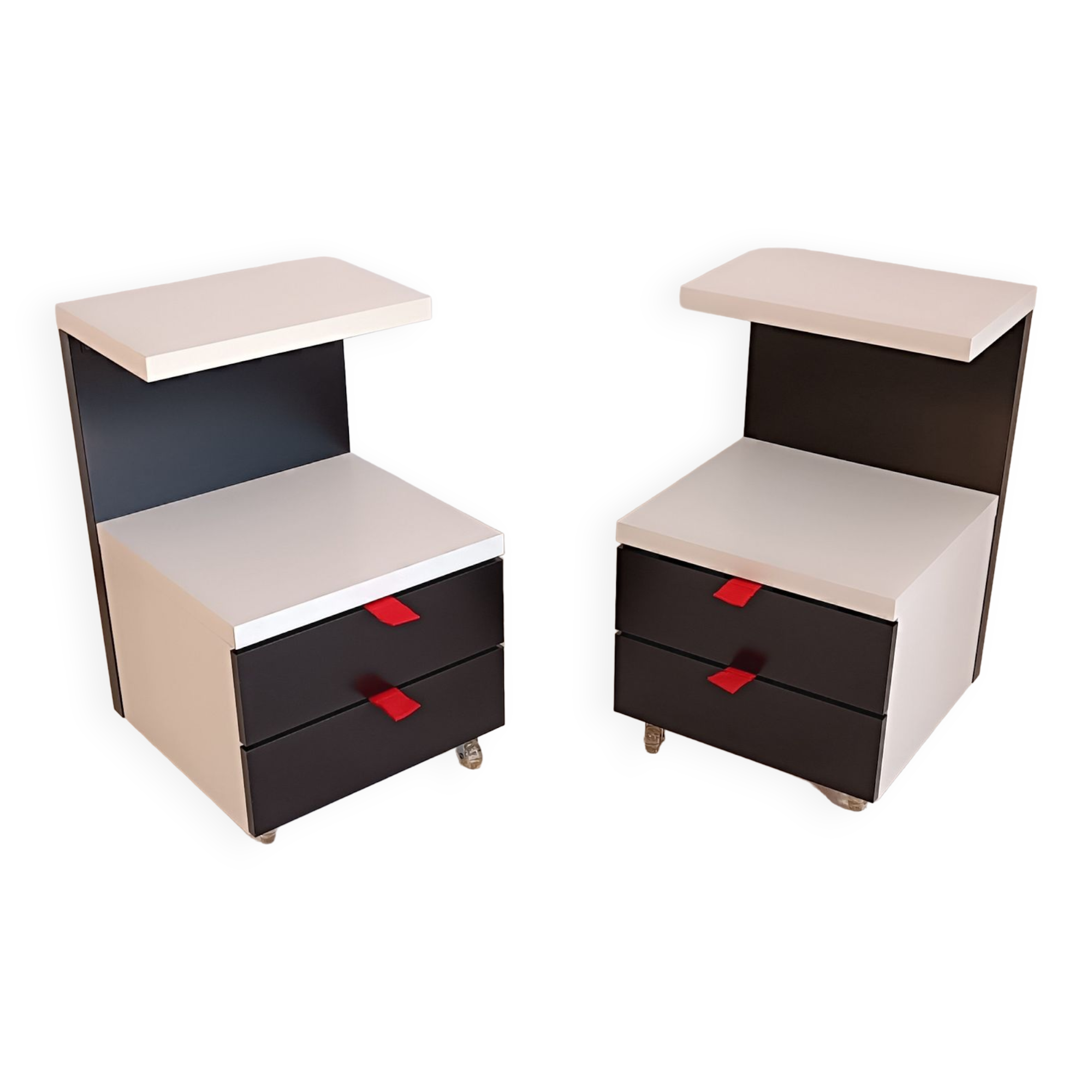 Tables de chevet postmodernes ikea noir et blanc 1980’s en tbeg