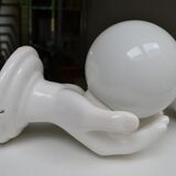 Pair of white ceramic wall lights from the 70s