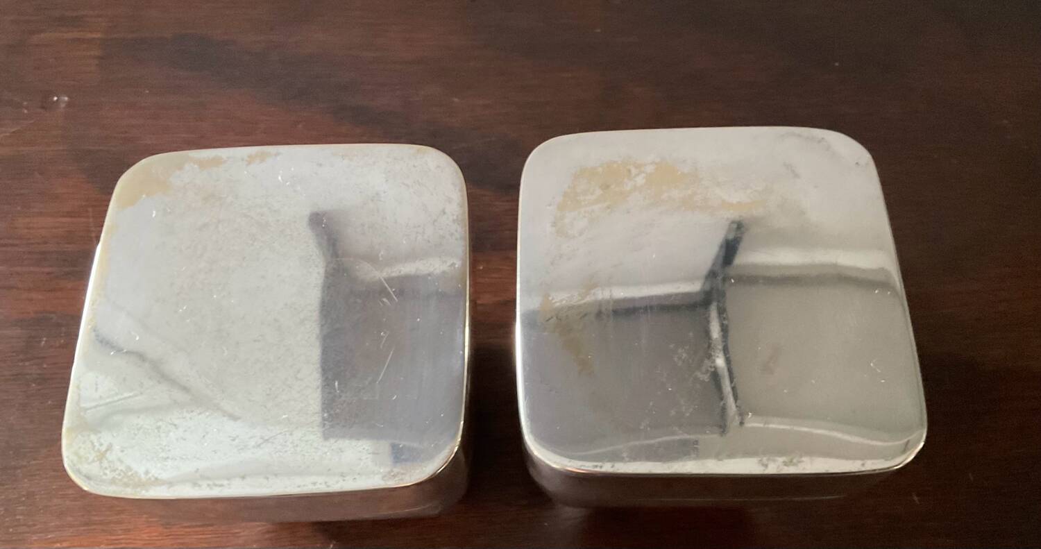 Art Deco silver-plated jewellery box pair