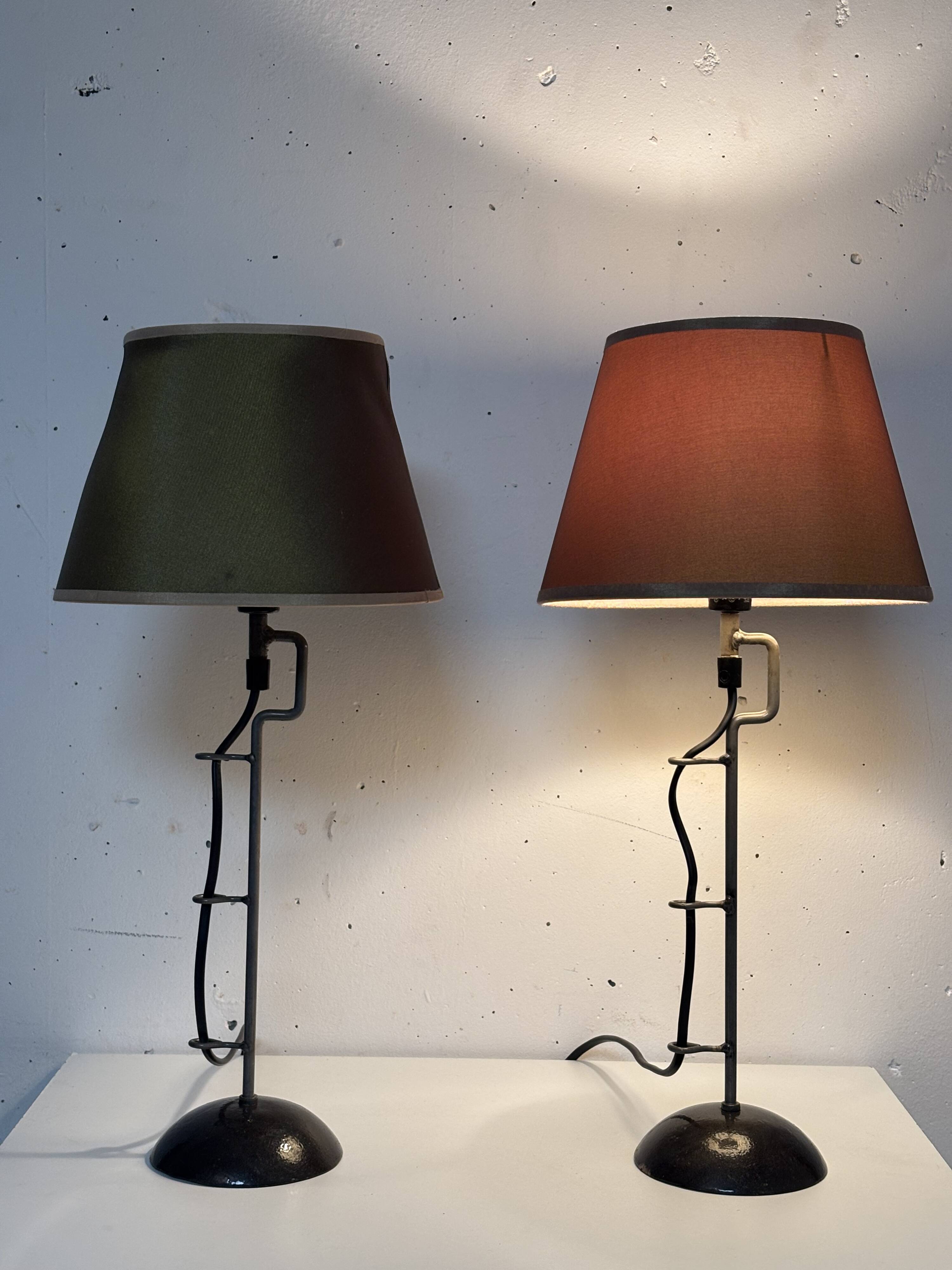 Paire de lampes en acier 1980
