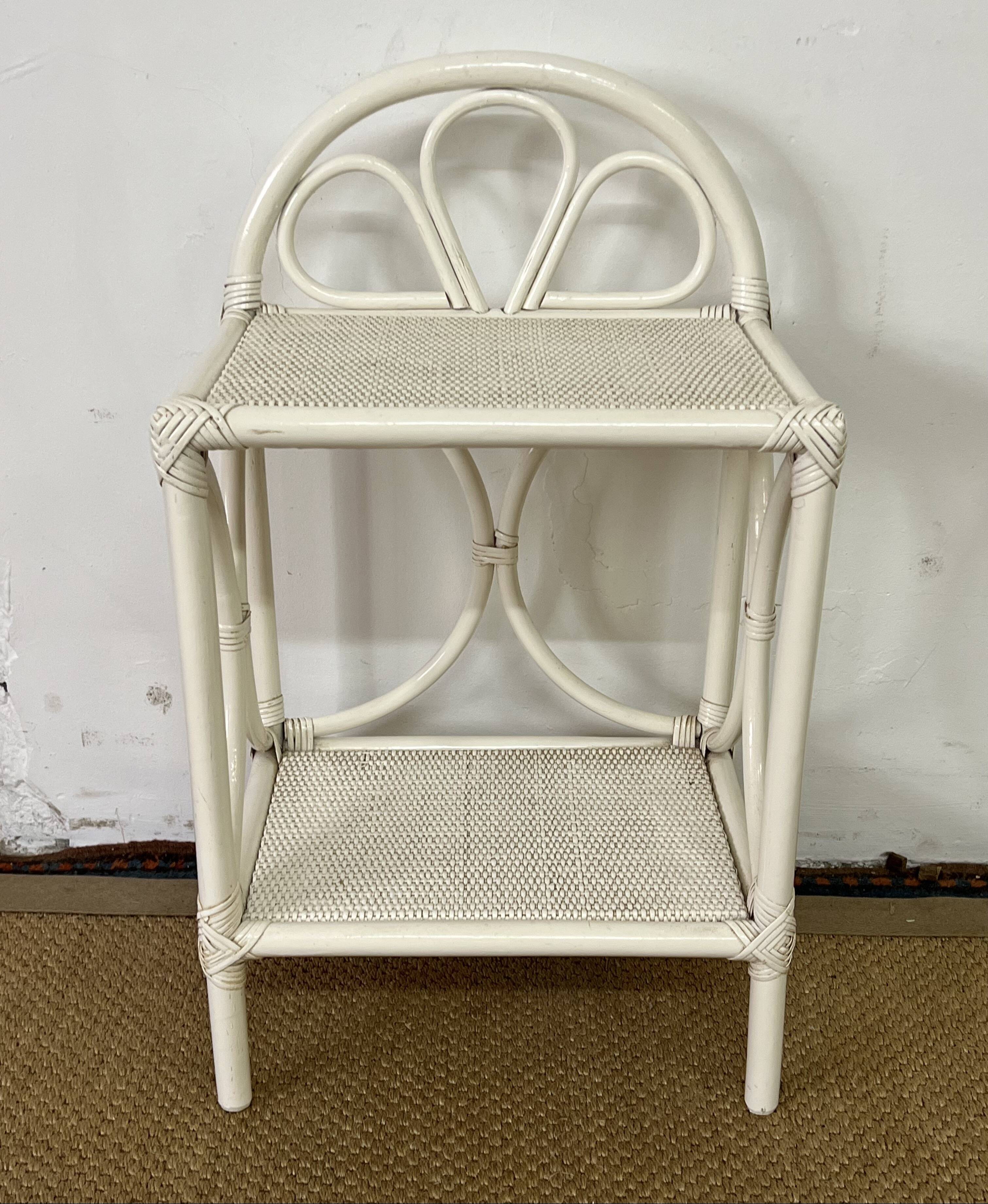 Vintage rattan side table / bedside table