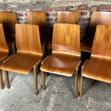 Scandinavian chairs (set of 8) in thermoformed beech 1960'S