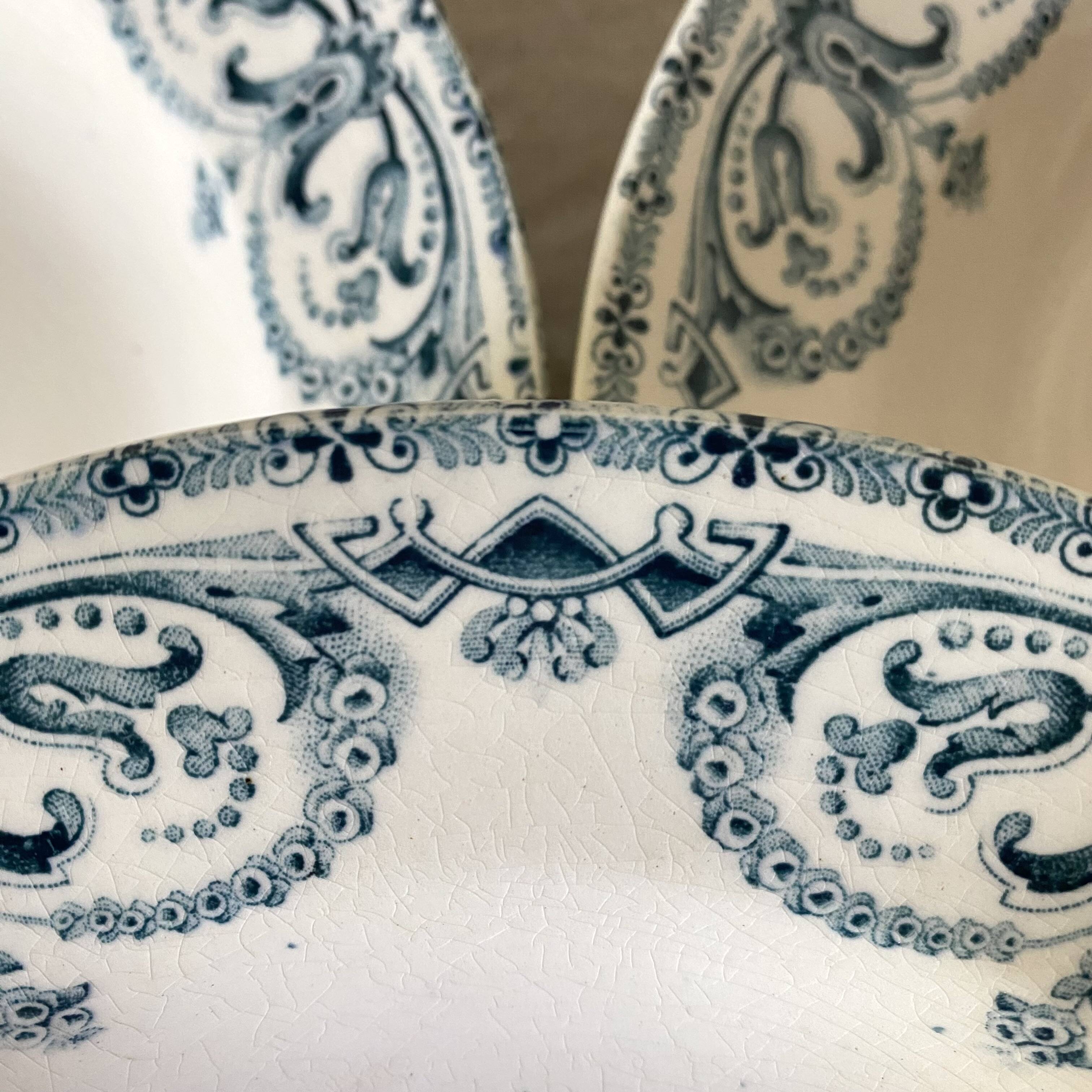 Antique Terre de Fer deep plates, early 20th century