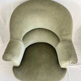 sage green toad armchairs with gold fringe