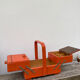 Orange wooden sewing box 1960 1970