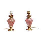Pair of glass and brass lamp bases, "Maison Le Dauphin", "Daumes" model, 1980s