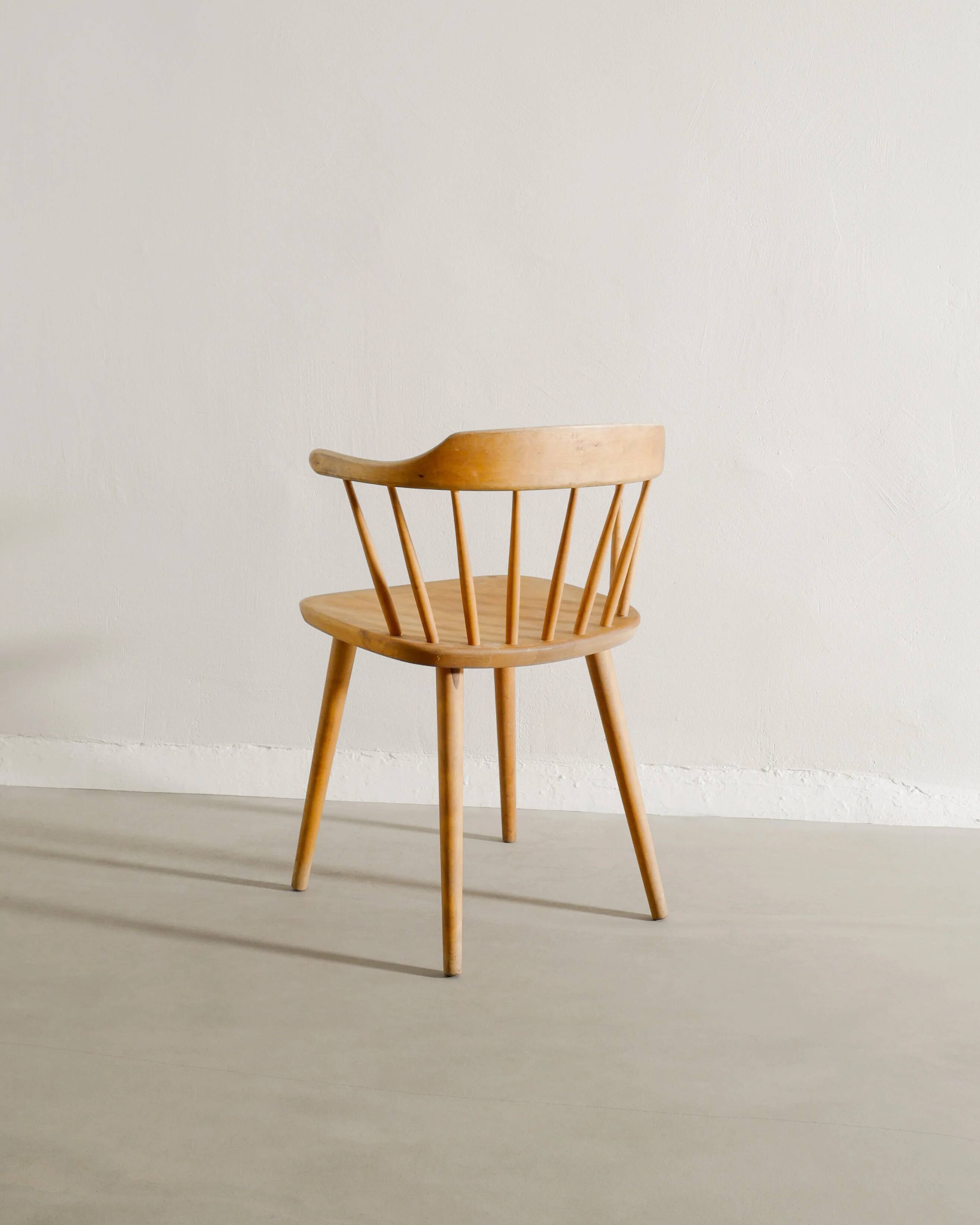 Vintage Swedish Sculptural Wooden Armchair in Beech by Yngve Ekström, 1950s