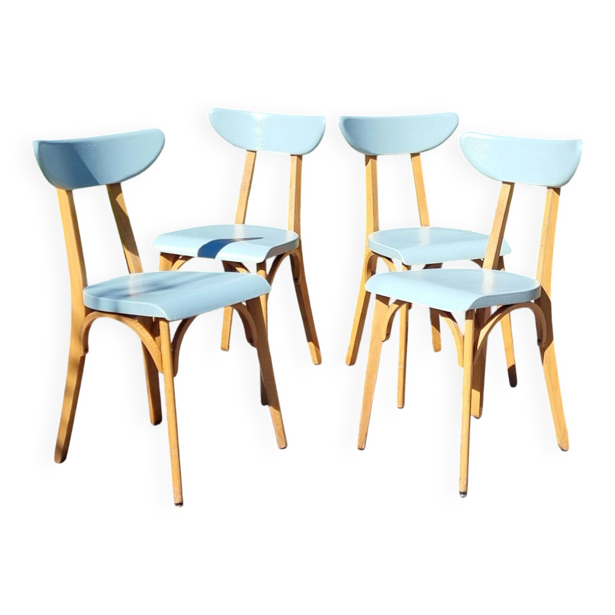 Set of 4 Luterma banana model bistro chairs from the 1960s.