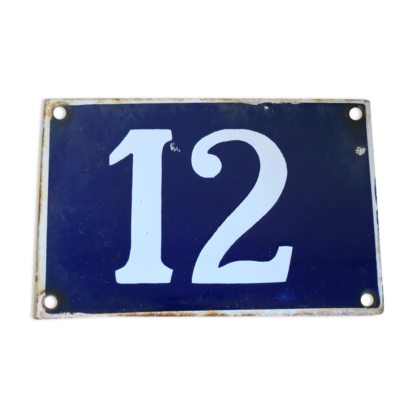 Old enameled plate number of street