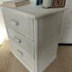 Vintage cane chest of drawers with 3 drawers - white patinated wood - seaside spirit