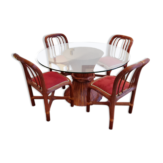 Table & chaises Maugrion Roche Bobois 1980