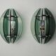 Pair of green and black Murano glass veca sconces, Italy 1970