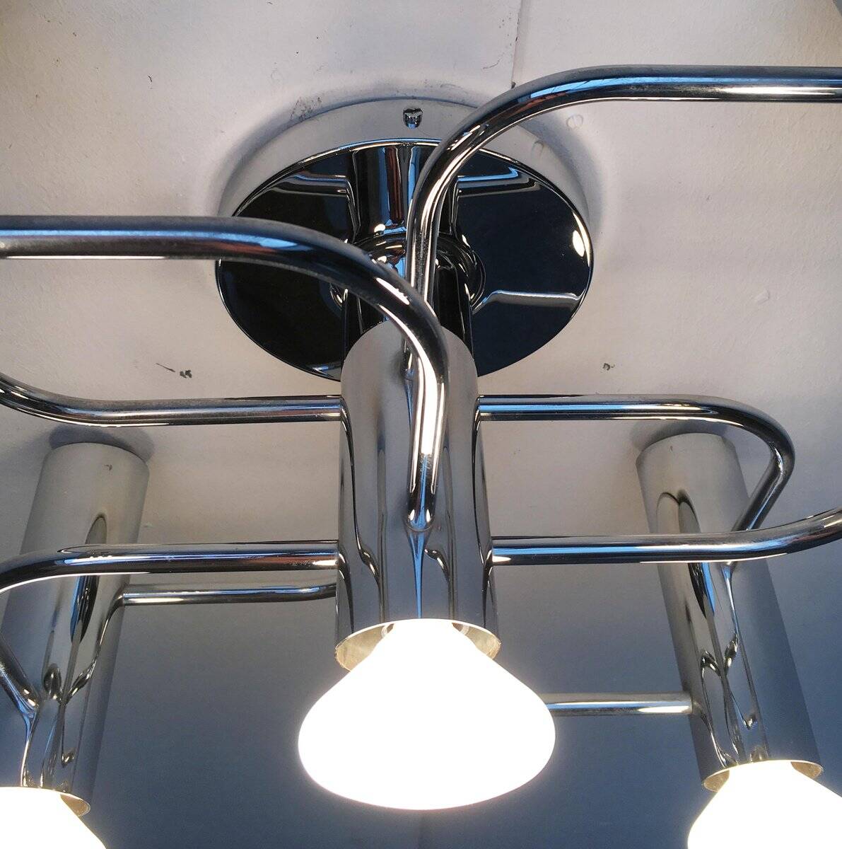 Vintage German Space Age ceiling lamp by Gaetano Sciolari for Leola, 1970s.
