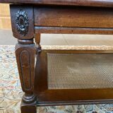 Wood, glass and cane coffee table