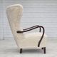 1960s, Danish high-back armchair, genuine sheepskin, reupholstered.
