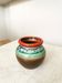 Vintage KIL Yugoslavia Pottery Vase: Brown, Turquoise & Red Rim, 1970s
