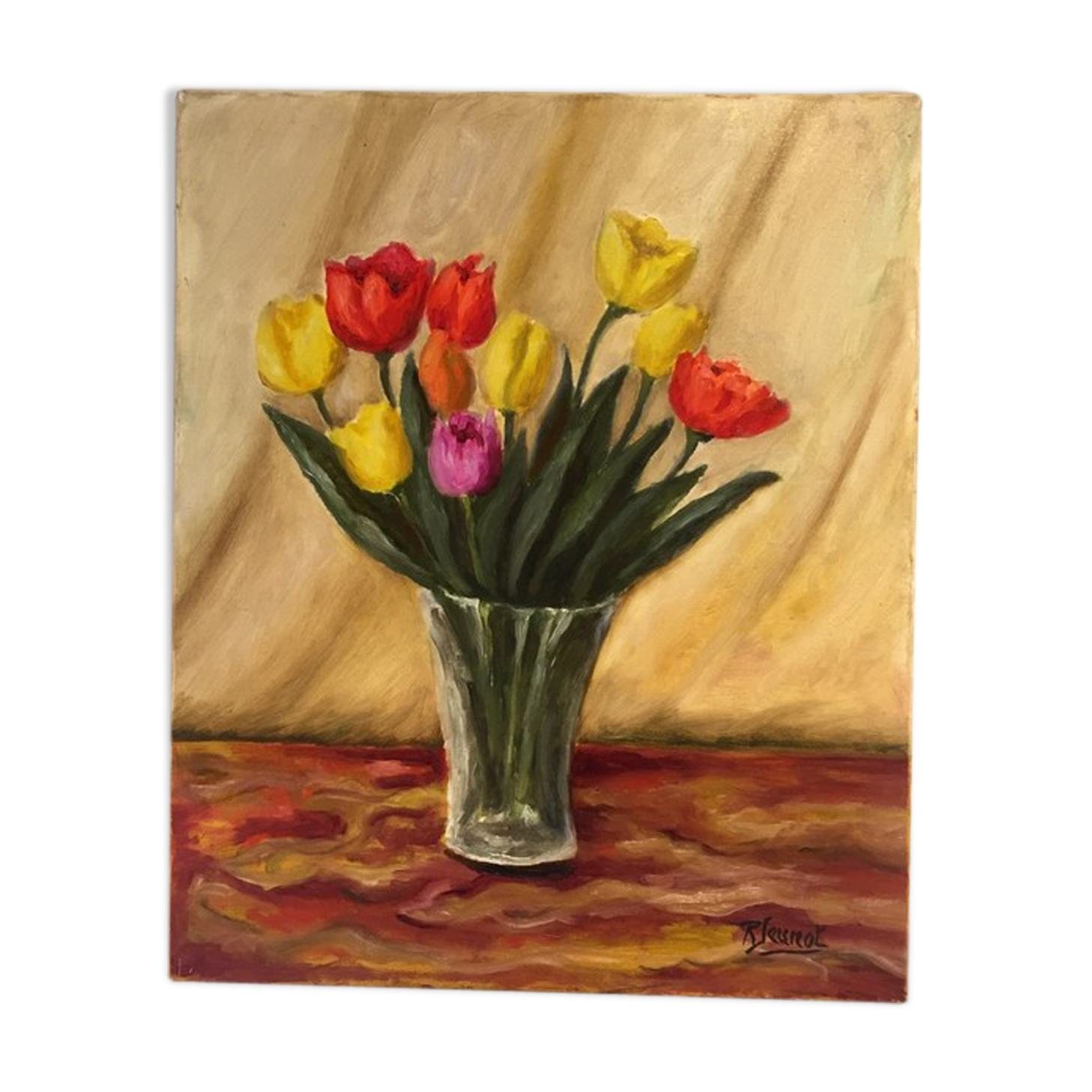 Canvas bouquet of tulips R.Jeunot