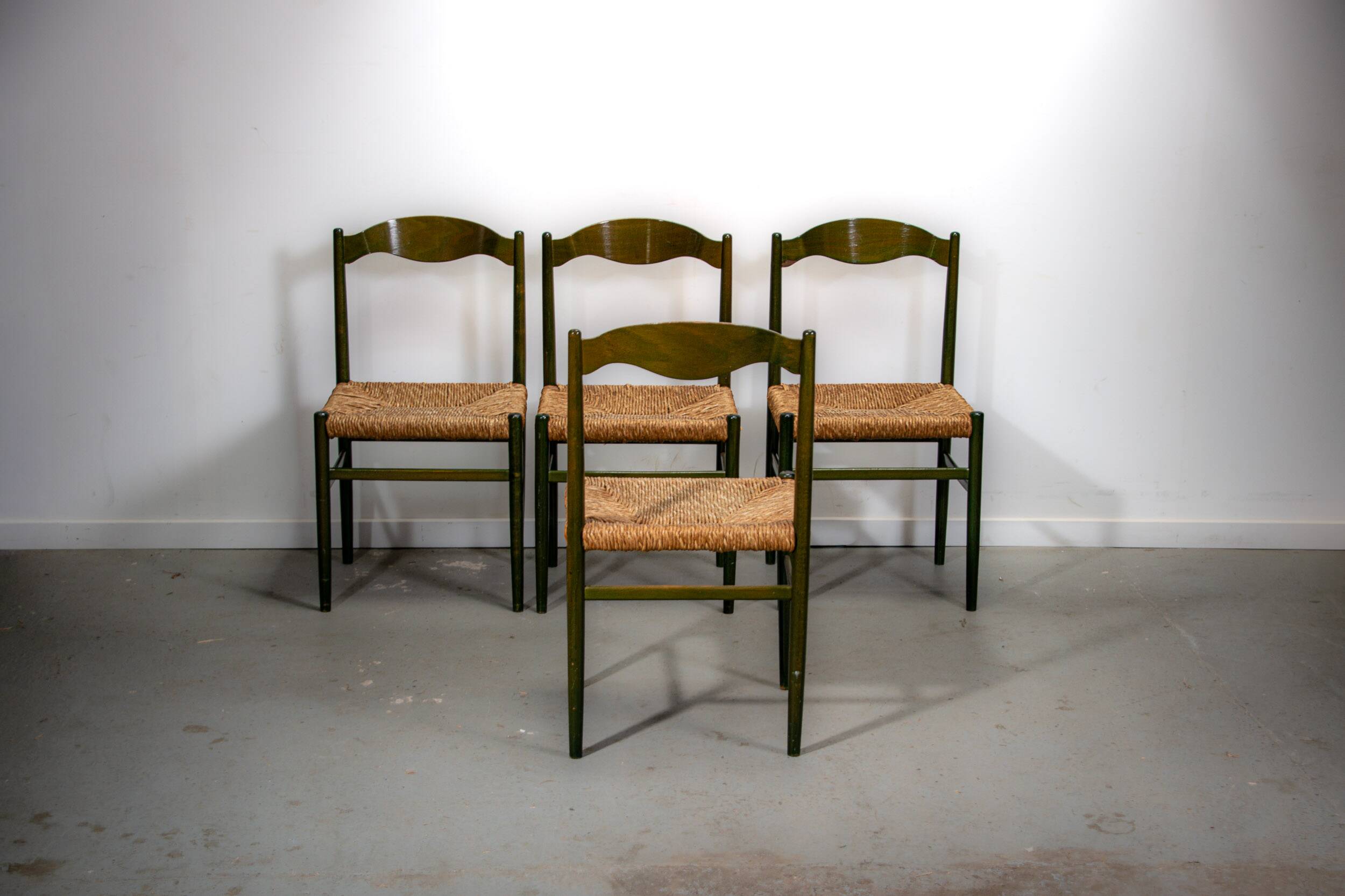 Green beech and rush dinning chairs