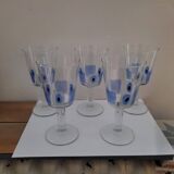 Set of 5 Italian stemmed glasses, Cerve design - lucky eye motif