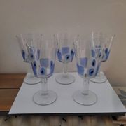 Set of 5 Italian stemmed glasses, Cerve design - lucky eye motif