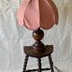 Lampe de table bois et tissu rose 1950