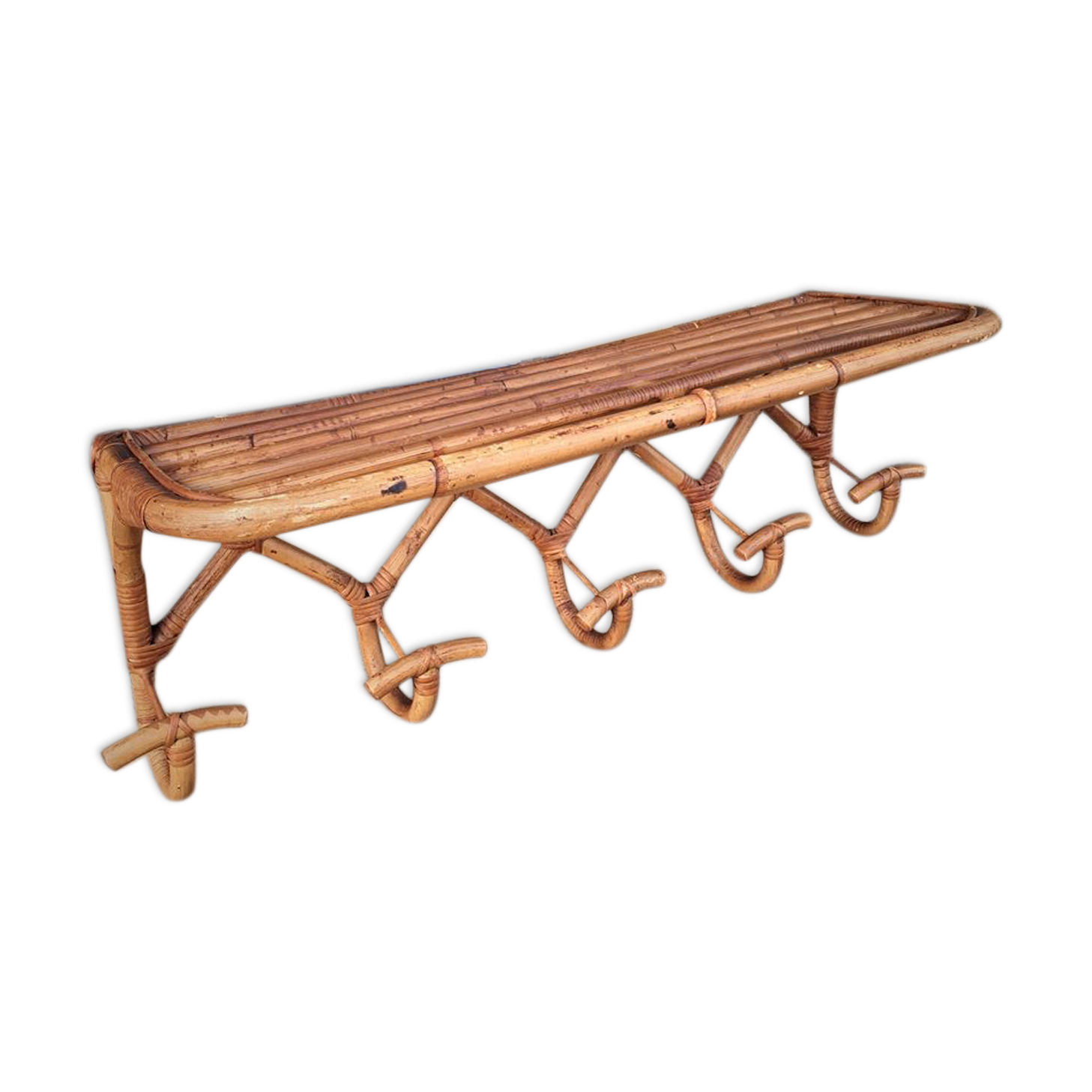 Vintage rattan coats holder