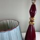 Grande lampe vintage en céramique rouge signée Drimmer – abat-jour pl