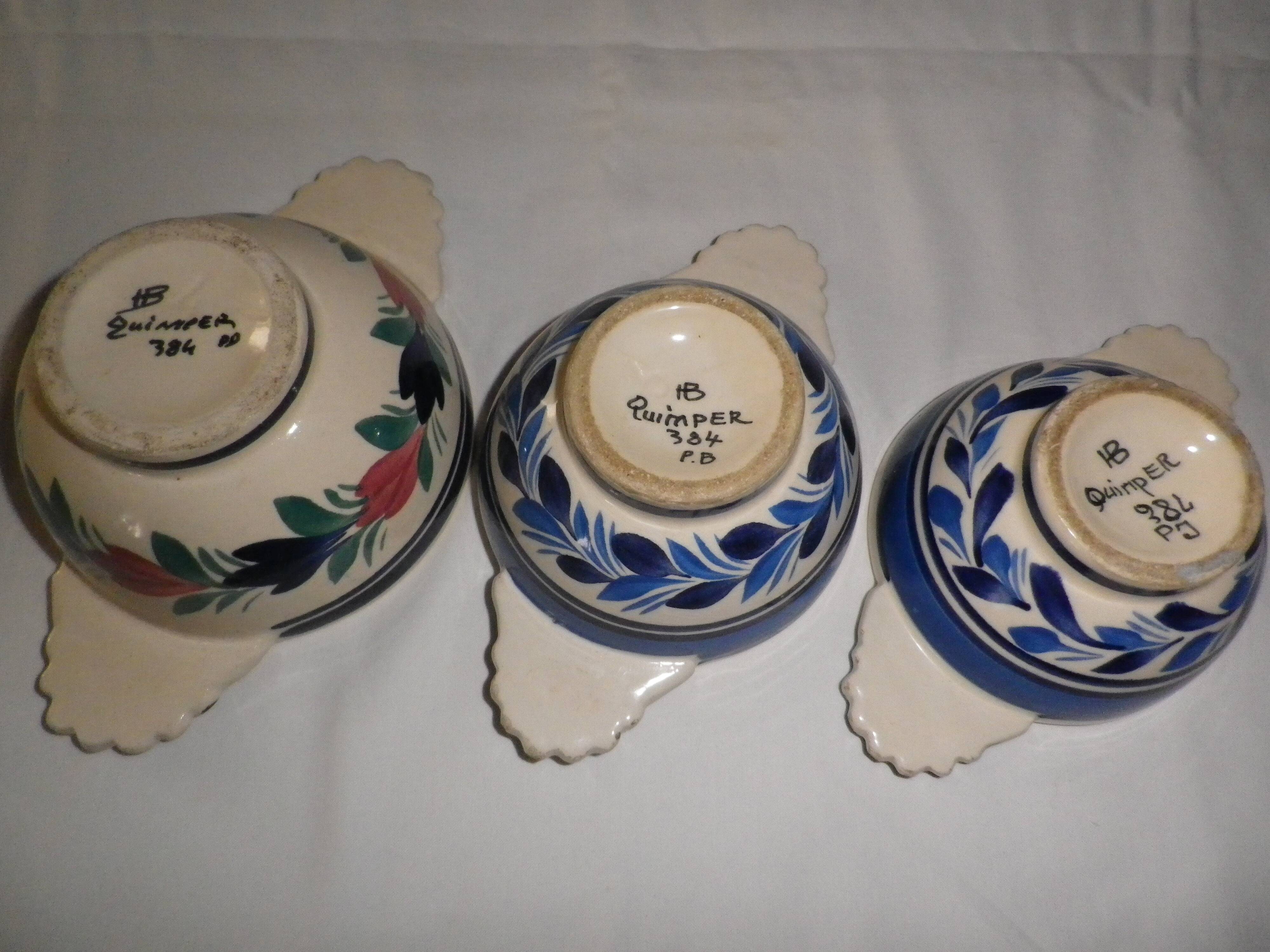 lot de 3 bols a oreilles quimper
