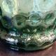 Textured glass vase and carafe duo in blown green glass, Biot style, 1960s.