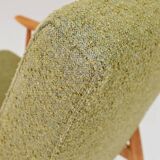 Vintage wild green bouclé armchair design by H.Lis