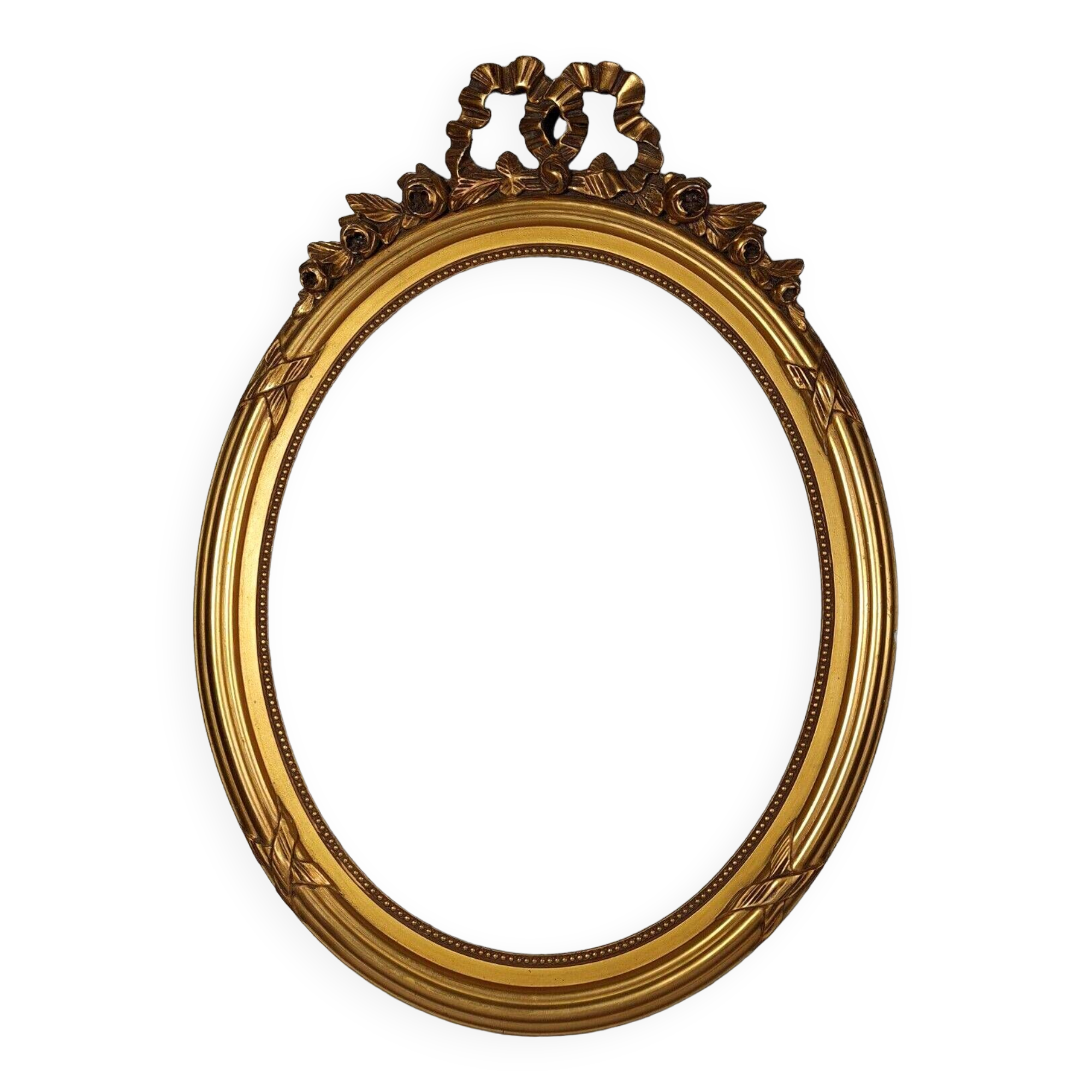 Old oval frame & glass 64x48 rebate 50x40 cm gilded stucco wood gold leaf