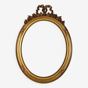 Old oval frame & glass 64x48 rebate 50x40 cm gilded stucco wood gold leaf