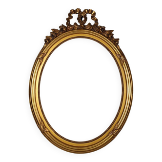 Old oval frame & glass 64x48 rebate 50x40 cm gilded stucco wood gold leaf