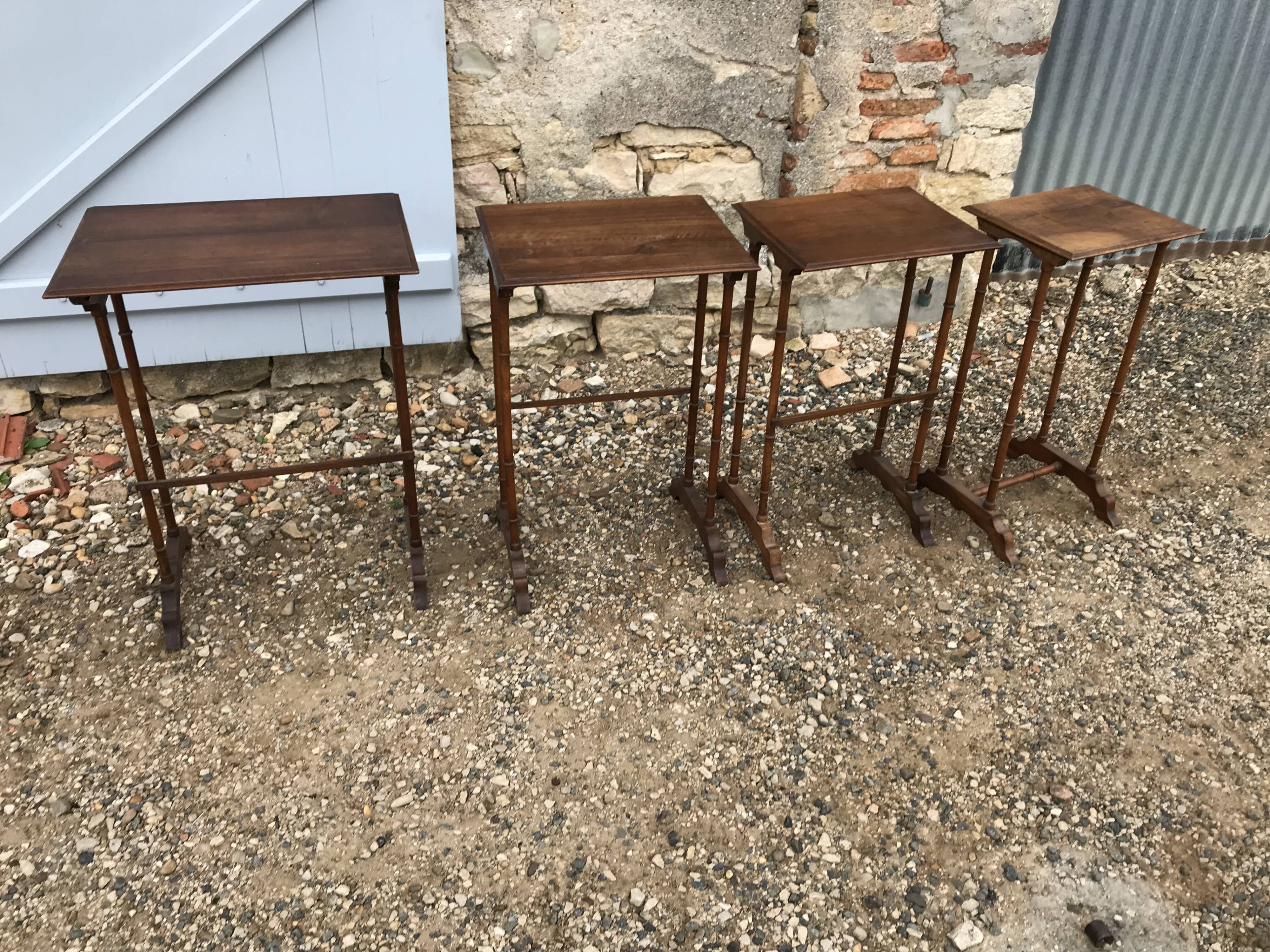 4 pull-out tables wood 1900