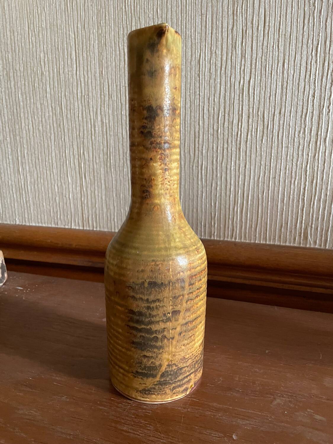 Vintage stoneware vase signed