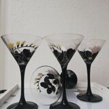 4 glasses with Luminarc Domino series Anaïs vintage black feet