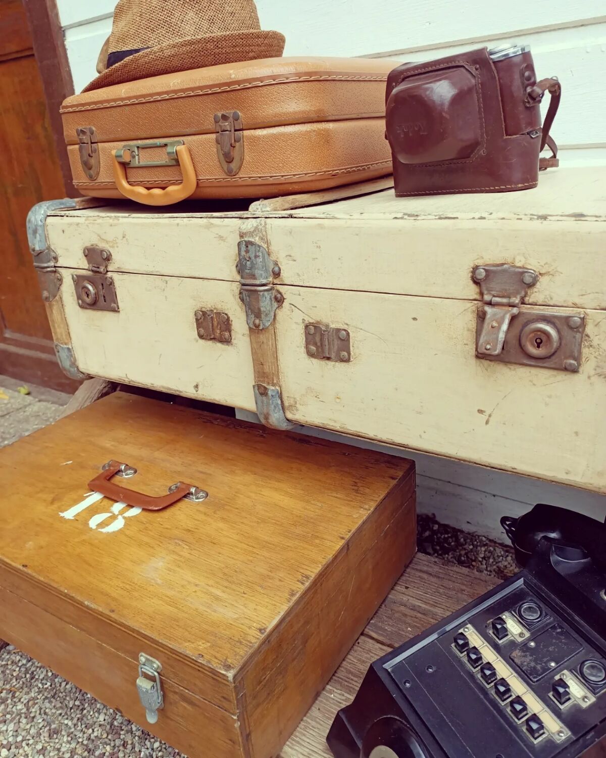 Old wooden suitcase