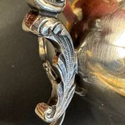 Antique silver-plated metal milk jug – Rococo style, chased decoration, early