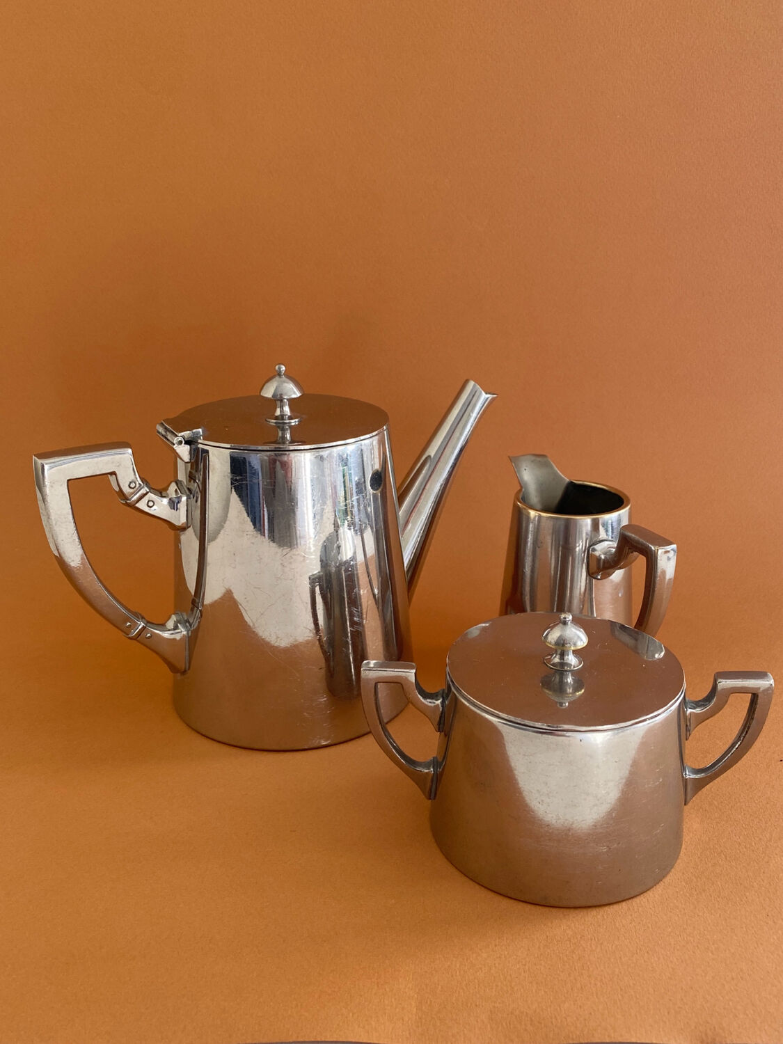 Silver metal teapot
