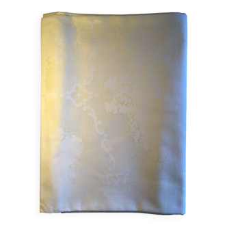 Nappe damassée jaune pâle et crème