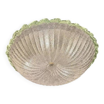 Traditional Italian White Graniglia" Budino"Murano Glass Flush Mount in 70'