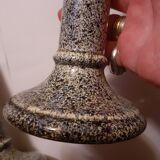 Duo of gres-style ceramic candle holders