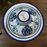 White and blue ceramic tagine dish with oriental patterns
